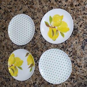Kate Spade Lemon Melamine 4 Inch Coaster Set Lemon Polka Dot Floral Lemonade